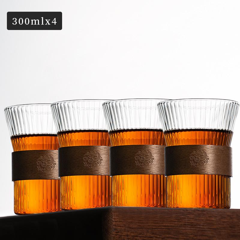 Hammer Patterned Glass Cup For Coffee Wood Ring Tea Cup Master Cups Small Kung Fu Set Tea Drinking Coffee Tea Mug