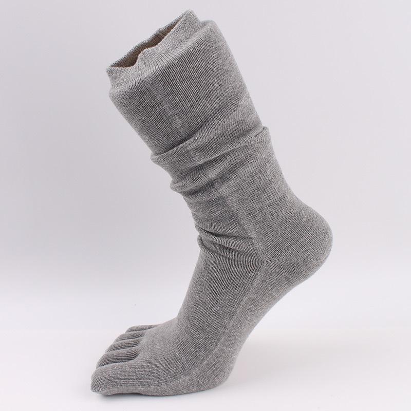 Long Man Thick Cotton Toe Socks Autumn Winter Warm 5 Finger Mid-Calf Japanese Style Solid Business Party Dress Loose Sloth Socks