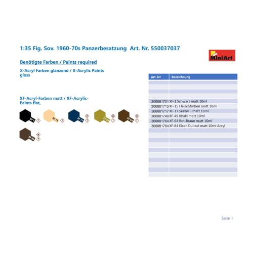 Miniart 1/35 Scale Soviet Tank Crew 1960-70s Plastic Model Kit (4 Figures) MA37037