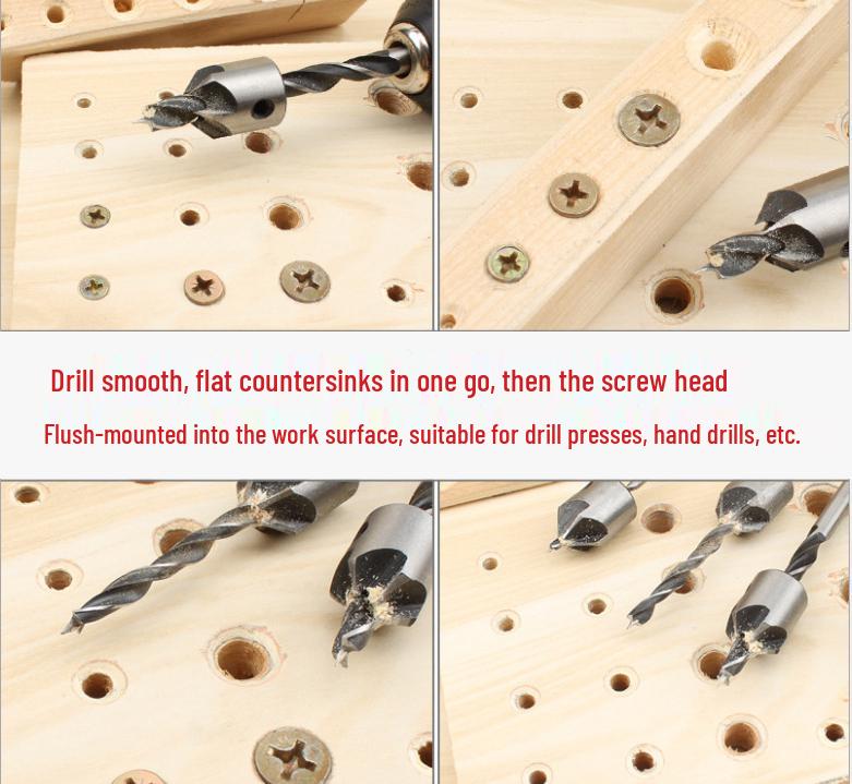 Three-Point Woodworking Countersink Drill Bit Set