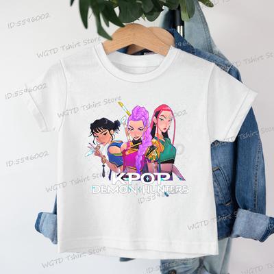 Mode Lässiges Kinder T-Shirt KPop Dämonenjäger Cooles Mädchen T-Shirt Top Lustiges Geschenk für Fans Baumwoll-T-Shirt -KPop Dämonenjäger Kleidung