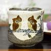 Waza no Kura Stylish Kutani Ware Teacup with Owl Design, Large, Ceramic, Brand Name, Japanese Tableware, Made in Japan, Perfect as a Birthday Gift, 60