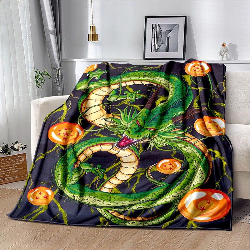 Japanese portable Dragon Cartoon Ball flannelette lightweight thin sheet sofa cover family office casual warm throw blanket.
