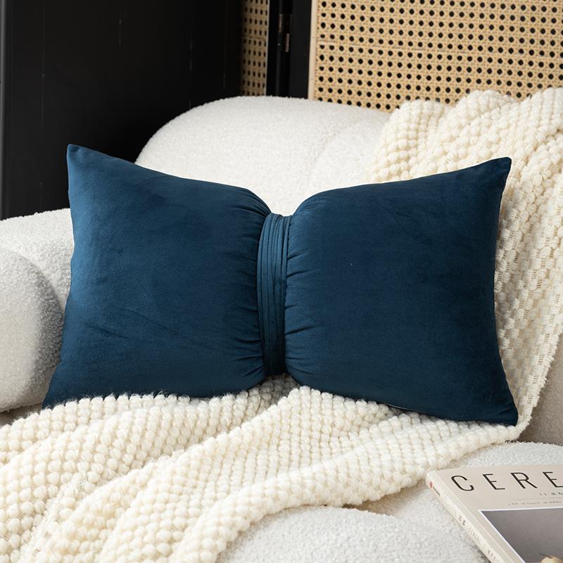 Velvet Bow Pillow Soft Plush Cushion Cover Home Decor Solid Color Pillow Covers Living Room Bedroom Tatami Decorative Pillowcase