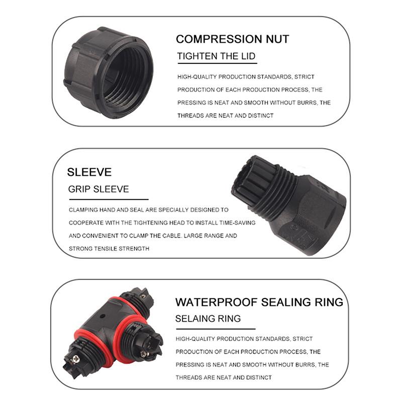T Type 3 Pin Waterproof Cable Connector Electrical Terminal Wire Cable Connecto Outdoor Underwater Terminal Block