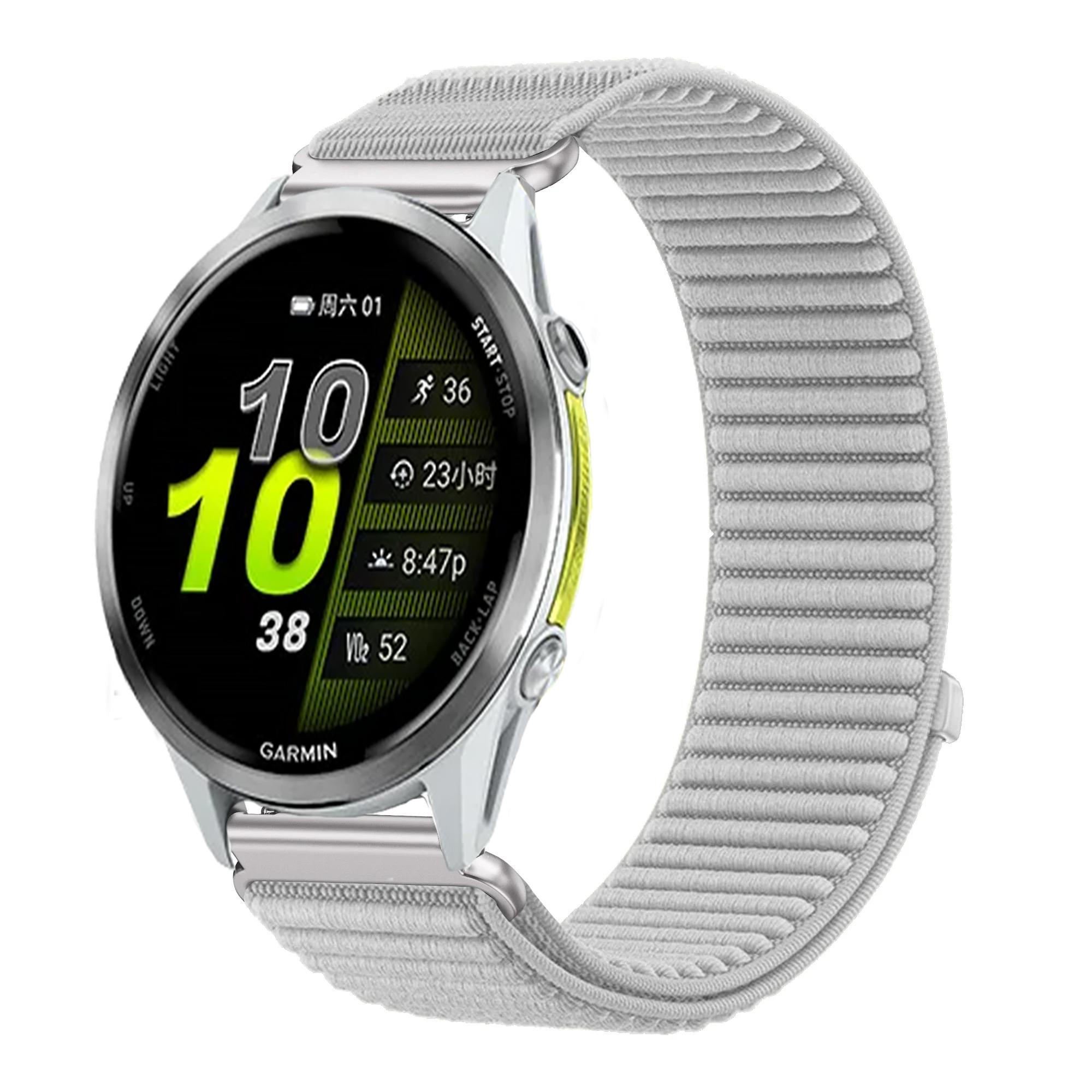 

18mm 20mm 22mm Nylon Loop Strap for Garmin Forerunner 970 570 965 955 165 55/Venu 4 45mm 41mm Bracelet for Garmin Vivoactive 6 5 For 22mm width сірий