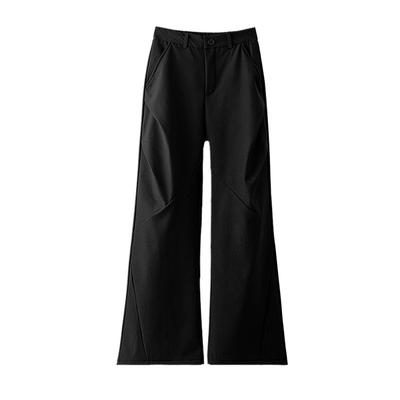 High-end Drape Black Thickened Suit Pants for Women In Autumn and Winter High-waisted Slim Loose Narrow Version Straight-leg Casual Wide-leg Pants