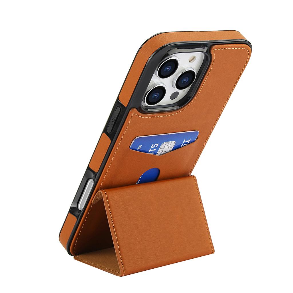 Vertical Kickstand Cards Solt Wallet Leather Case For iPhone 16 Pro Max 15 Plus 14 13 12 11 Xs MAX Se Triple Fold Stand Cover