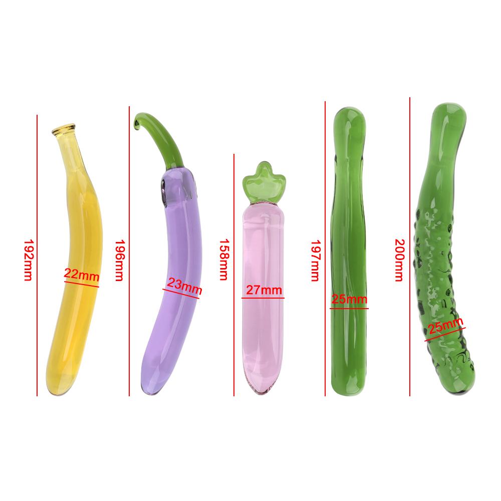 Glass Beads Butt Plug Eggplant Dildos Sex Toys for Men Women Artificial Penis Banana Dildo Fruit Vegetable Anal Plug Erotic
