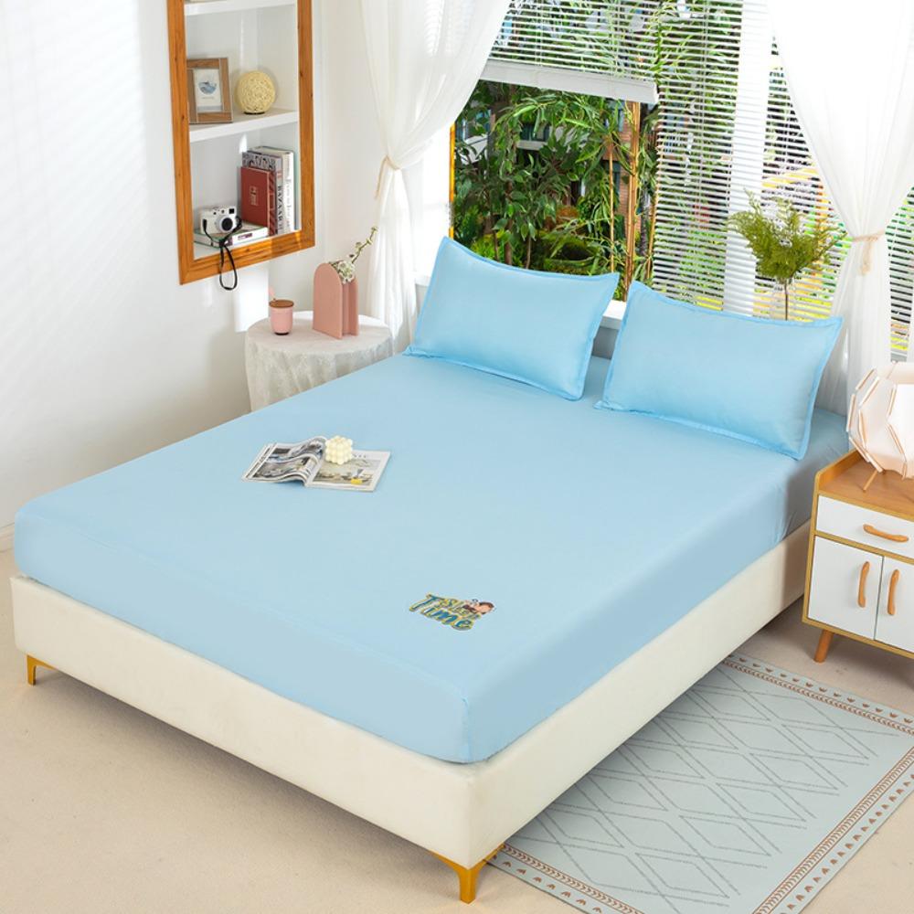 Summer Washed Cotton Fitted Sheet Set, All-around Wrap Mattress Cover, Baby Friendly Single Bed Sheet Mattress Protector