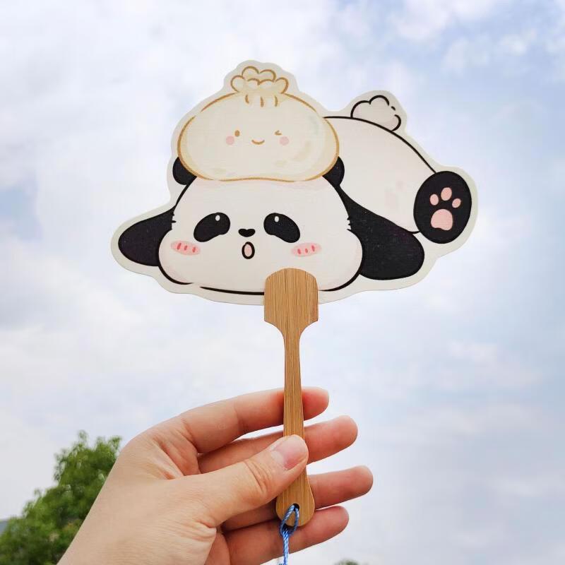 Круглый веер с ручной росписью панды в китайском стиле