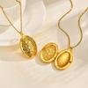 Oval Round Flower Locket Necklace that Holds Pictures Photo Locket Pendant Gifts for Women