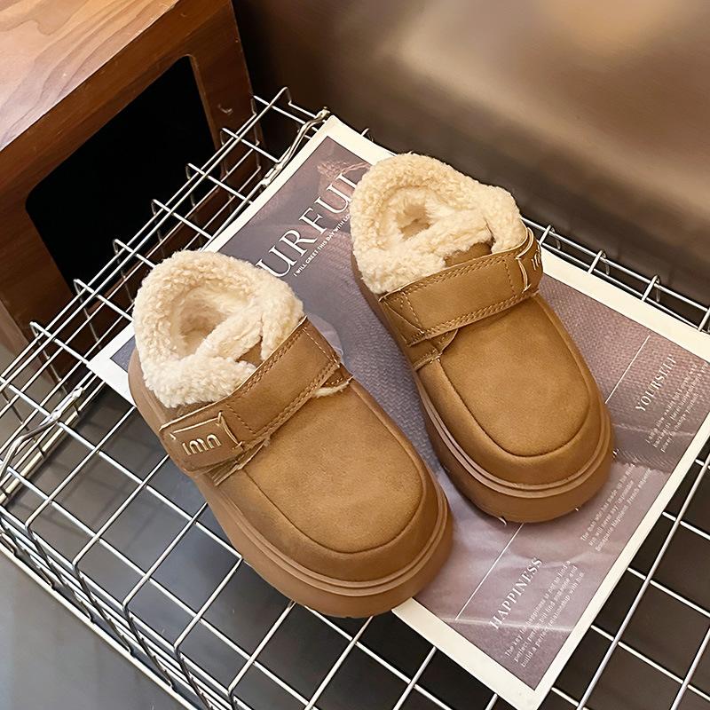 Girls cotton shoes new winter children's fleece thickened warm snow boots medium older children's girls non-slip winter shoes