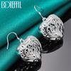 925 Sterling Silver Heart-shaped Geometric Hollow Earrings, Fashionable Wedding Jewelry