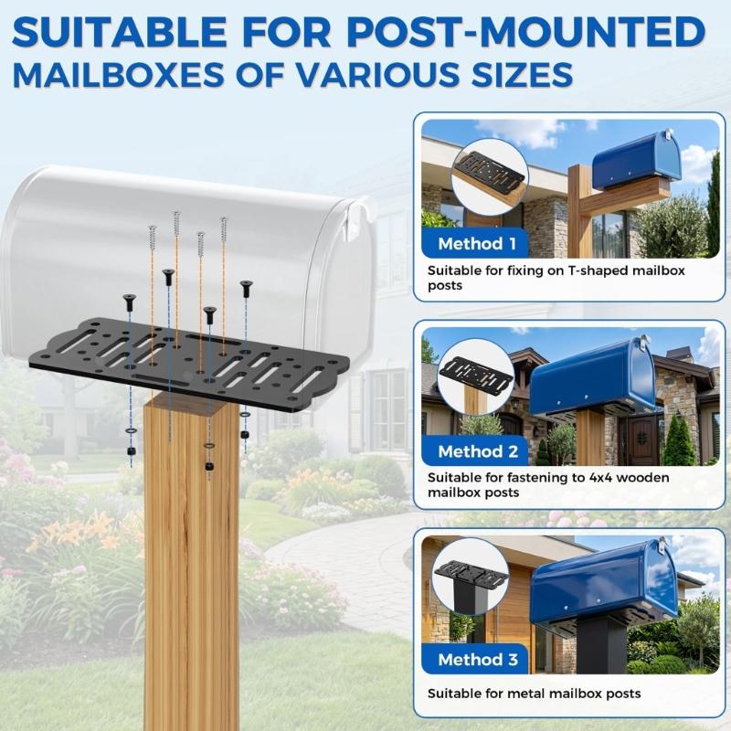 Universal Mailbox Bracket Professional Mailbox Mounting Plate for Most Mailboxes with Mounting Holes at the Bottom