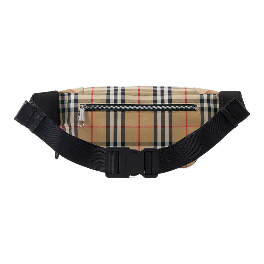 Burberry Vintage Klassische Karomuster Polyester Umhängetasche Brusttasche Hüfttasche Mittelgroß Herren Taschen Beige 80104301