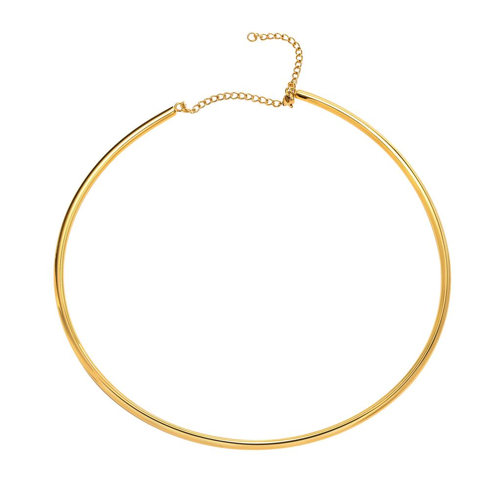Gold Color Stainless Steel Choker Necklace for Women, Adjustable Chain Collarbone Necklace, Personalized Popular Jewelry Gift