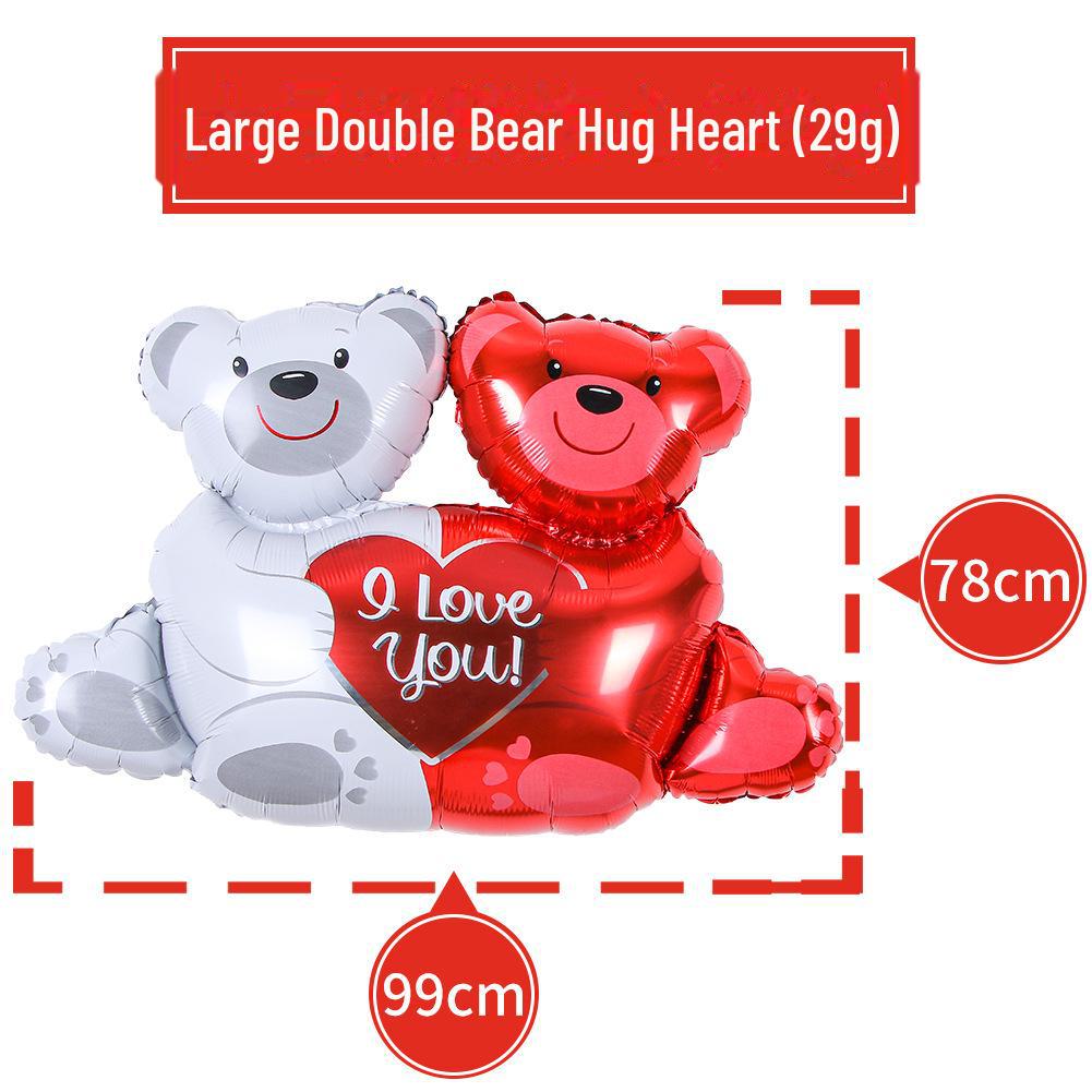 Double Bear Hug Heart Foil Balloon Decoration with Mini Balloons for Weddings