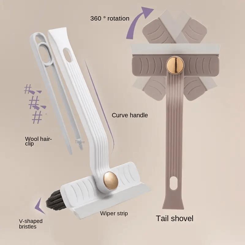 Multi-Functional Four-in-One Rotating Gap Brush for Bathroom Tile Cleaning NoGrout Cleaning Squeegee