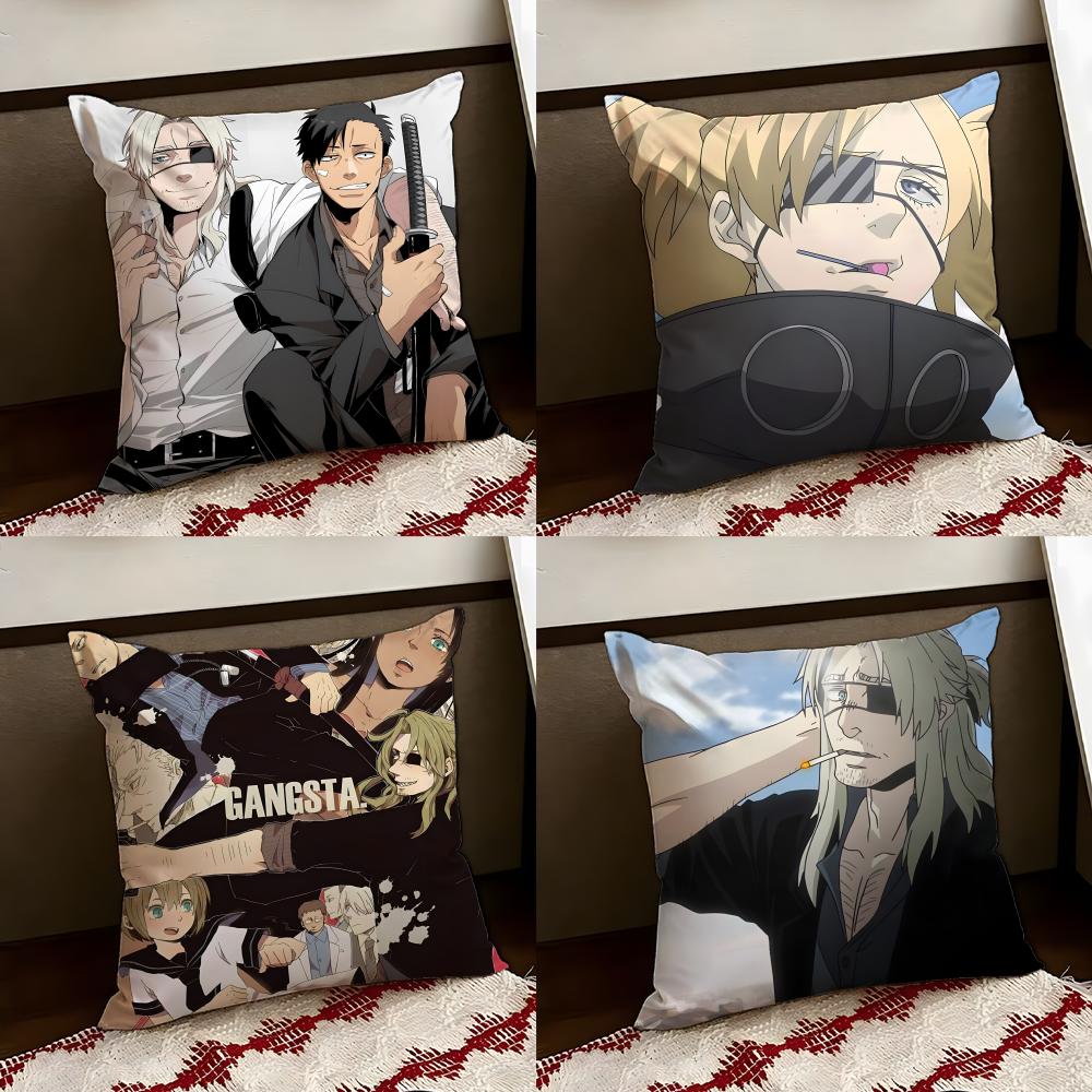Anime GGANGSTA Cushion Cover Reversible Soft Durable Pillow Cover Home Car MultiScene Use for Daily Comfort