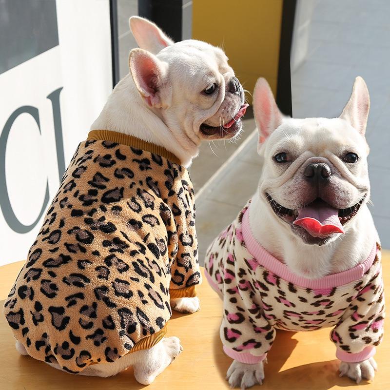 Leopard print magic fight medium and large dog puppy dog autumn and winter warm pet supplies cat two feet dog clothes cat clothing vest