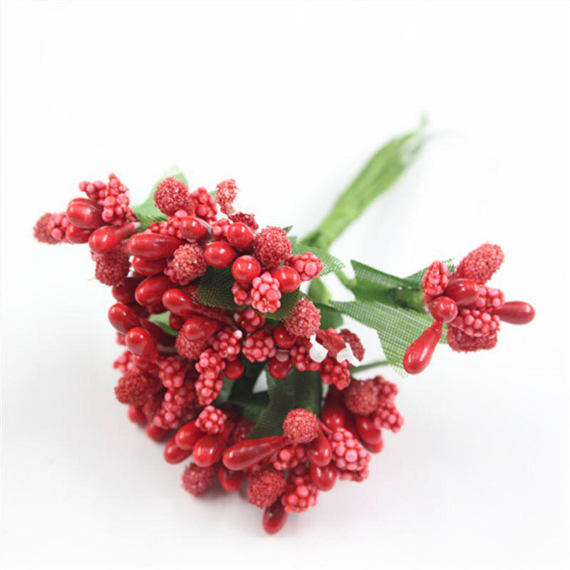 Mini Artificial Stamen Bud Bouquet Leaf Flower for Home Garden Wedding Car Corsage Decoration Box Crafts Supplies.