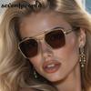 Retro Steampunk Square Sunglasses Women  Luxury Brand Trendy Metal Frame Outdoor Driving Sun Glasses Classic Shades For Lady