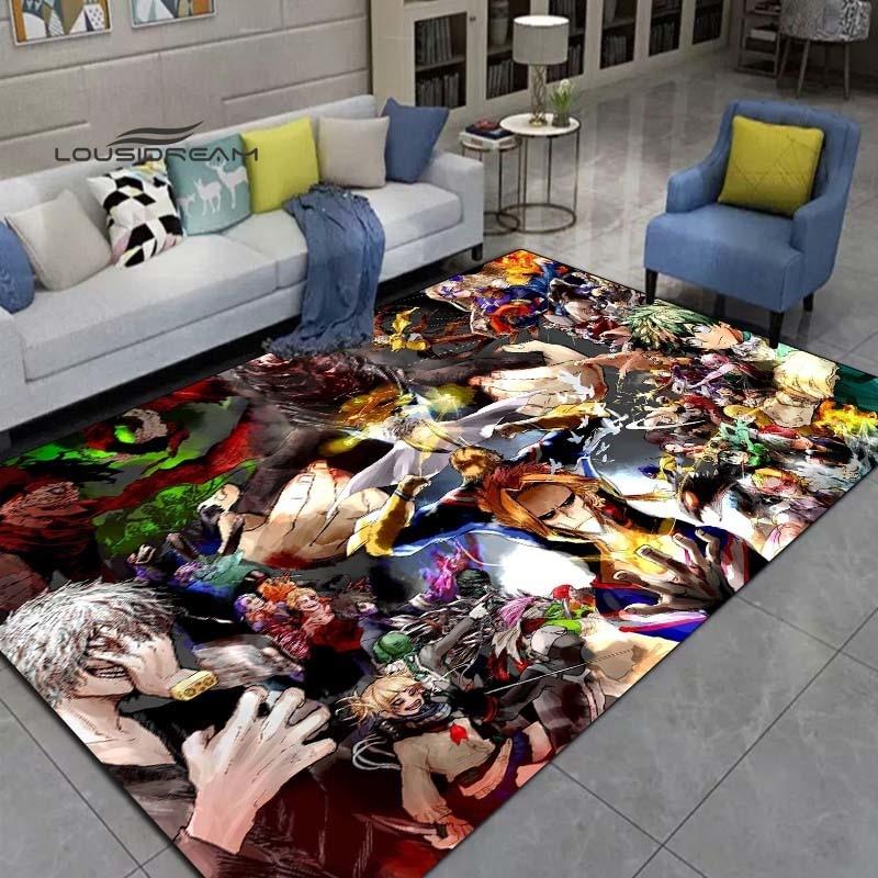 Meu herói academia tapetes moda 3d impressão anime sala de estar quarto grande área tapete macio casa quarto das crianças bonito tapete