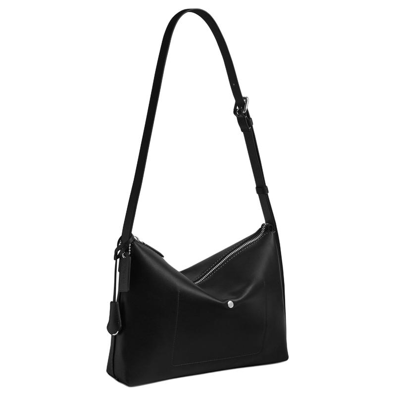 Coach MOTT 33 Buchstabenlogo Schultergurt verstellbar Rindsleder Umhängetasche Crossbody Schultertasche Große Größe Unisex Paar Stil Schwarz