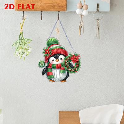 4pcs Xmas Theme 2D/Flat DIY Diamond Painting Set Hanging Diamond Art Kits Diamond Art Pendant DIY Home Decor Hanging Charm