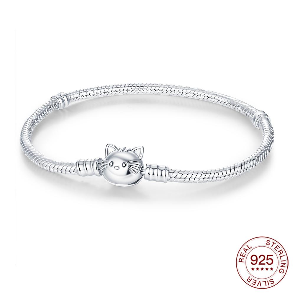 925 Silver Rubber Bracelet Love Butterfly Clover Charm Beads Jewelry For Women Original Love Gifts