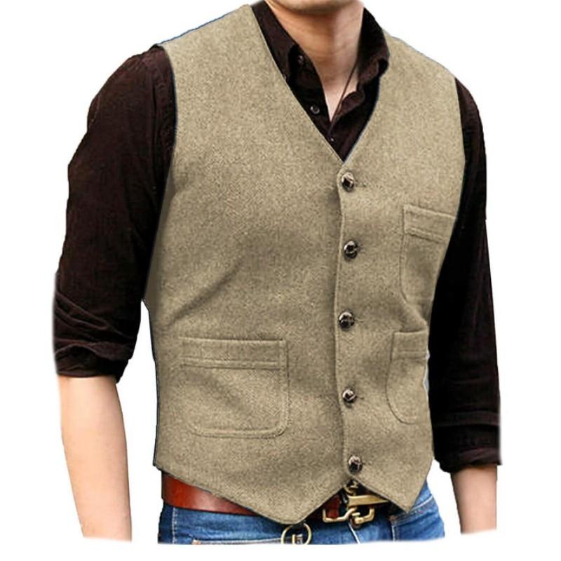 

Мужской деловой приталенный однобортный жилет, молодежный однотонный жилет с V-образным вырезом 3XL шампанского