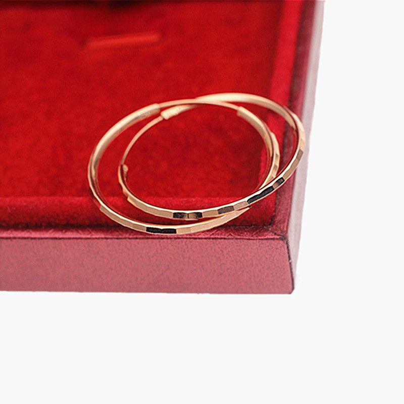 Exquisite Russian Purple Gold Laser Circle Earrings, Simple Rose Gold-Plated Car Flower Oversized Circle Earrings Jewelry For Women