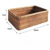 Rattan Storage Baskets Rectangle Woven Bread Basket Rectangular Wicker Serving Organizer Tray Rattan Fruit Basket, Stackable Wicker Organizer (S)