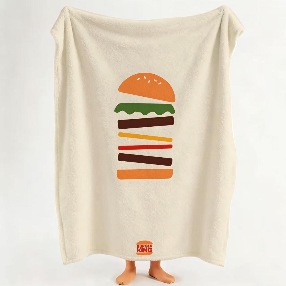 Food B Burger K King Throw Flannel Throw Blanket Suitable for Sofa Living Room Bedroom