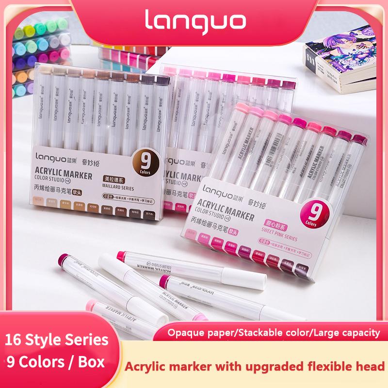 Acrylic Paint Marker Set Languo 144 Colors Art Markers Painting Drawing Pen Graffiti for Stone Disc Card Shoe Glass Art Supplies