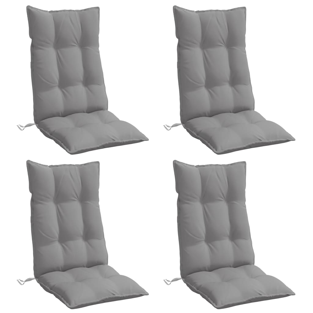 Vidaxl High-Back Chair Cushions, 4 Pcs, Grey, Oxford
