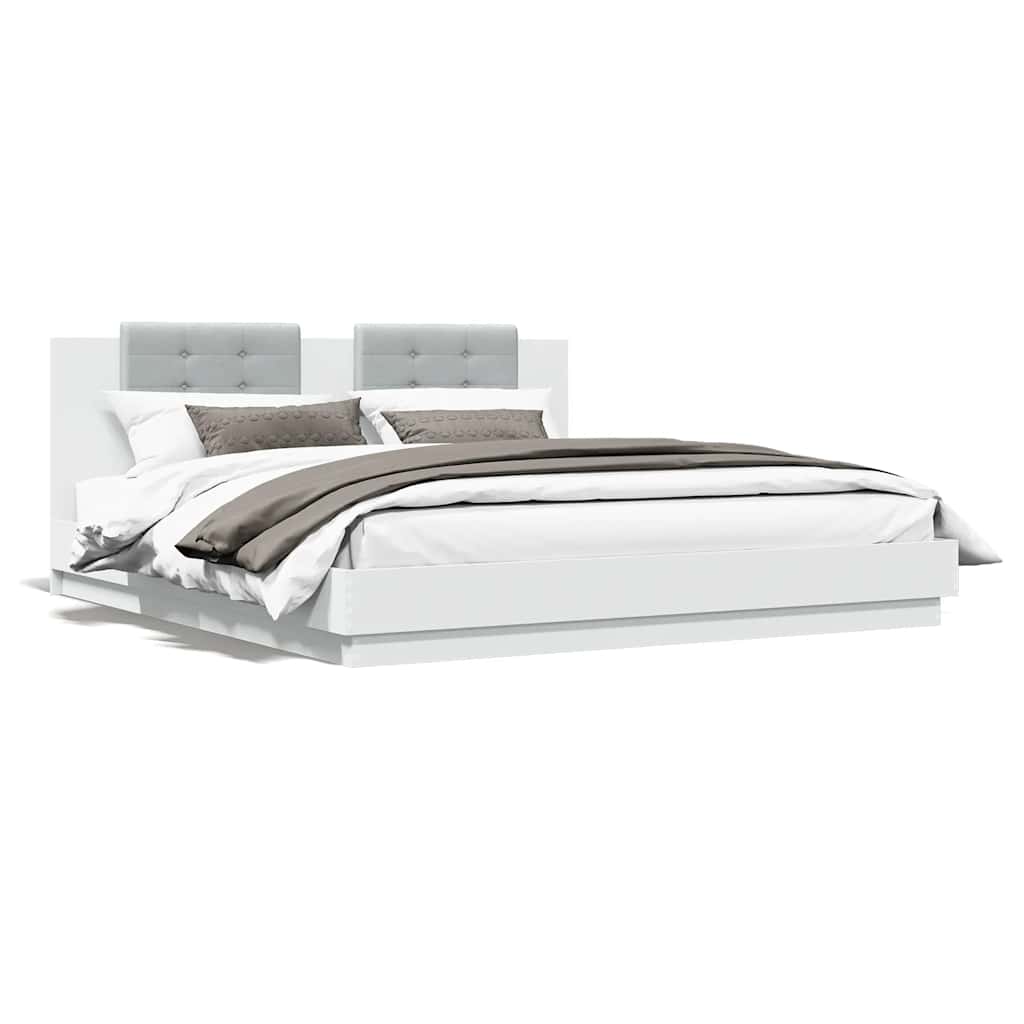 Bed Frame with Headboard White 160x200 Cm Engineered Wood