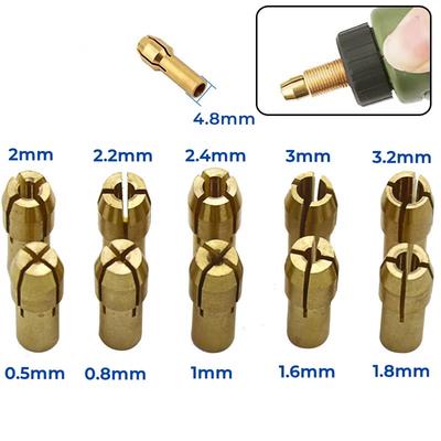 10Pcs Mini Drill Chucks Adapter Set 0.5mm-3.2mm Micro Collet Brass Chuck Electric Screw Cap Nut for Dremel Rotary Power Tools