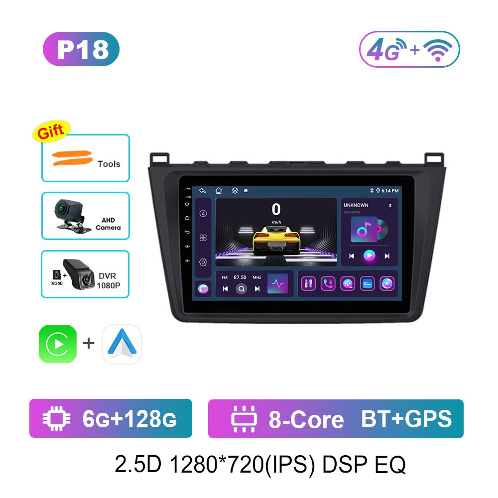 GPS Navigation Android Car Radio Multimedia Video Player for Mazda 6 GH 2007 - 2012 Bluetooth DSP Stereo HD Touch Screen 4G WiFi