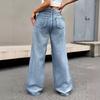 Women's Casual Wide Leg Jeans with and Patchwork, Denim Pants for Everyday Wear