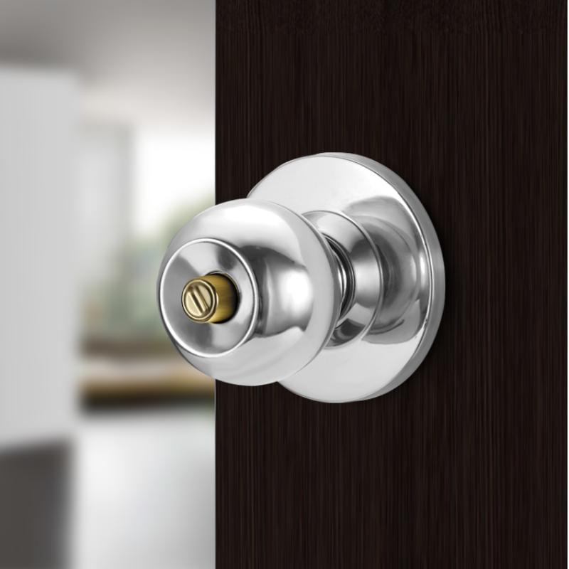 Round Aluminum Alloy Door Knob Lock Set Rotation Knobset with Key Metal Handle for Home Bathroom Bedroom