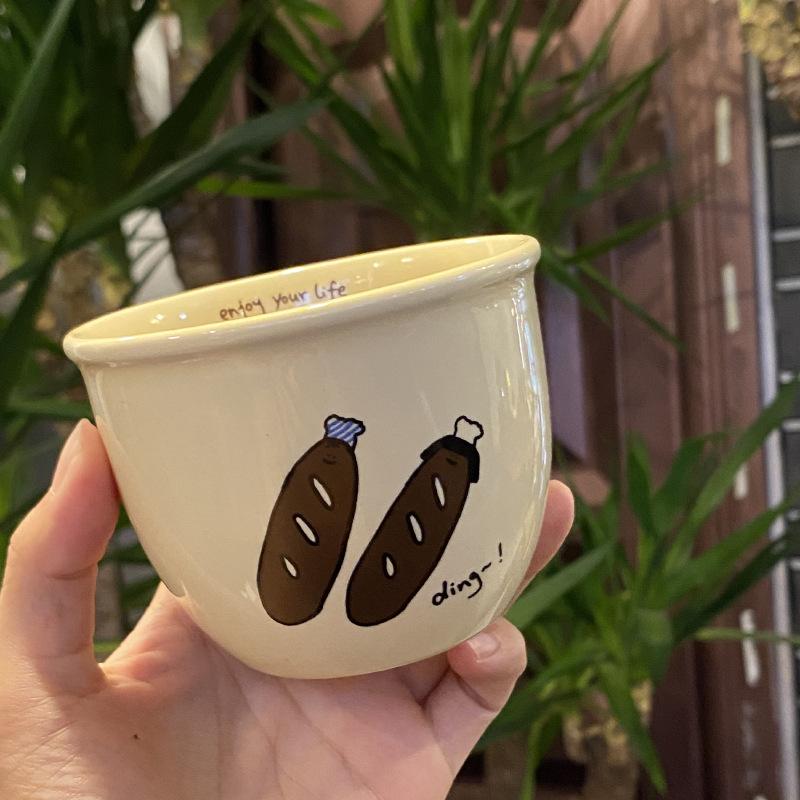 Homemade Milk Coffee Simple English Alphabet Bread Head Coffee Cup, Cute Small Bowl Hand Cup