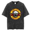 Wasehd Vintage Guns N Roses Bullet Rock Band Music Black T Shirts Men Women Casual Oversized Short Sleeve Male Fashion T-shirt