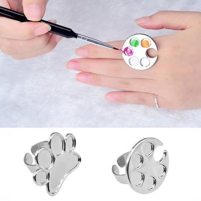 Mini-Nagellack-Farbmischpalette, Pfropfplatte, Legierung, Fingerring, Farbmischer, Nagelzubehör