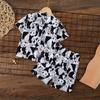 Kids 2-Piece Set 1-15Y Unisex Summer Casual Printed Viscose Cardigan+Shorts