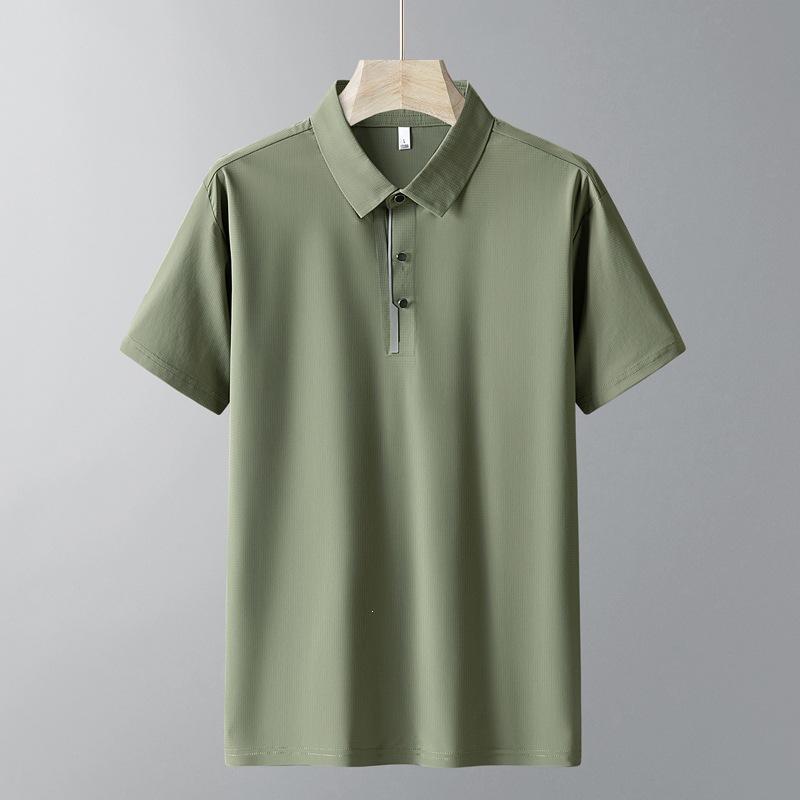 

Ice silk POLO shirt for men, short-sleeved, quick-drying, high quality, middle-aged and elderly 2XL армия зеленый