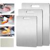 Premium Edelstahl Schneidebrett Set 3 Stück Rutschfest BPA Frei Lebensmittelecht Küchenbretter Spülmaschinenfest Rostfrei für Zuhause Restaurant Kochen