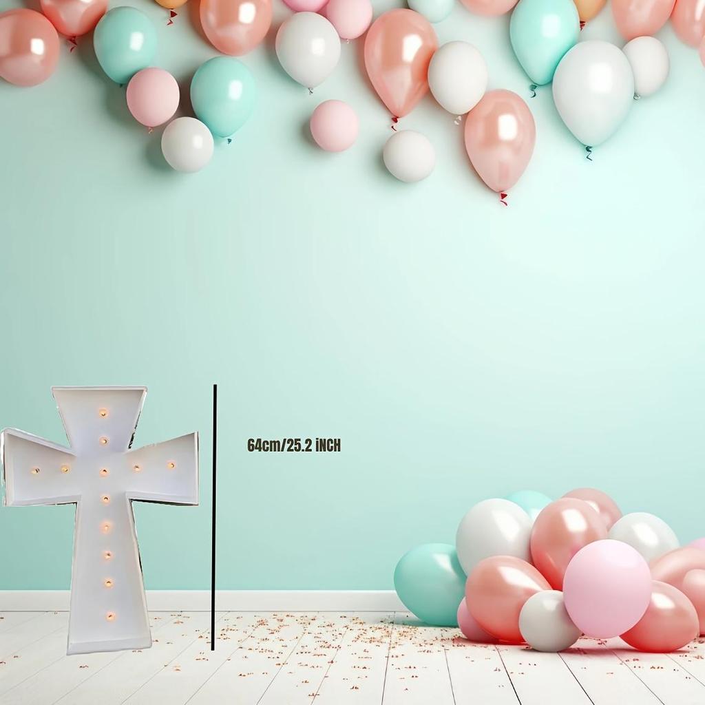 1Pc 64cm DIY Lighting Cross Frame KT Board Birthday Party Decorative for Wedding Party Anniversary Decoration Without Balloons