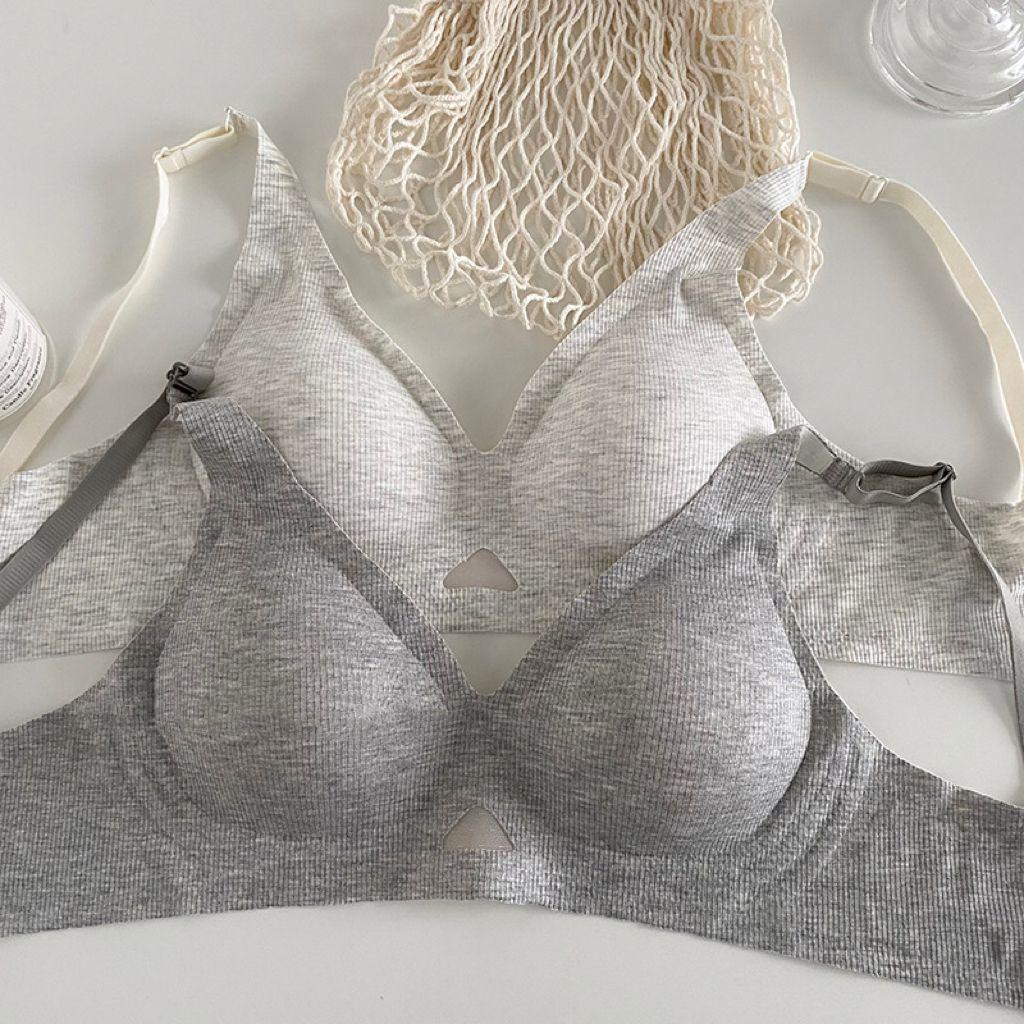 Solid Color Comfortable Zero-Constraint Non-Gaping Women's Underwear Thin Push-Up Wire-Free Bra